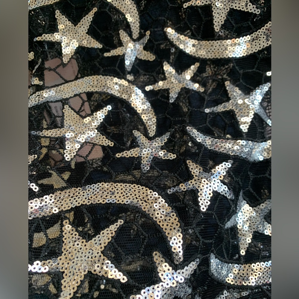 *NWT Beginning Boutique Shania Black and Silver Star Skirt SIZE L - Picture 6 of 9